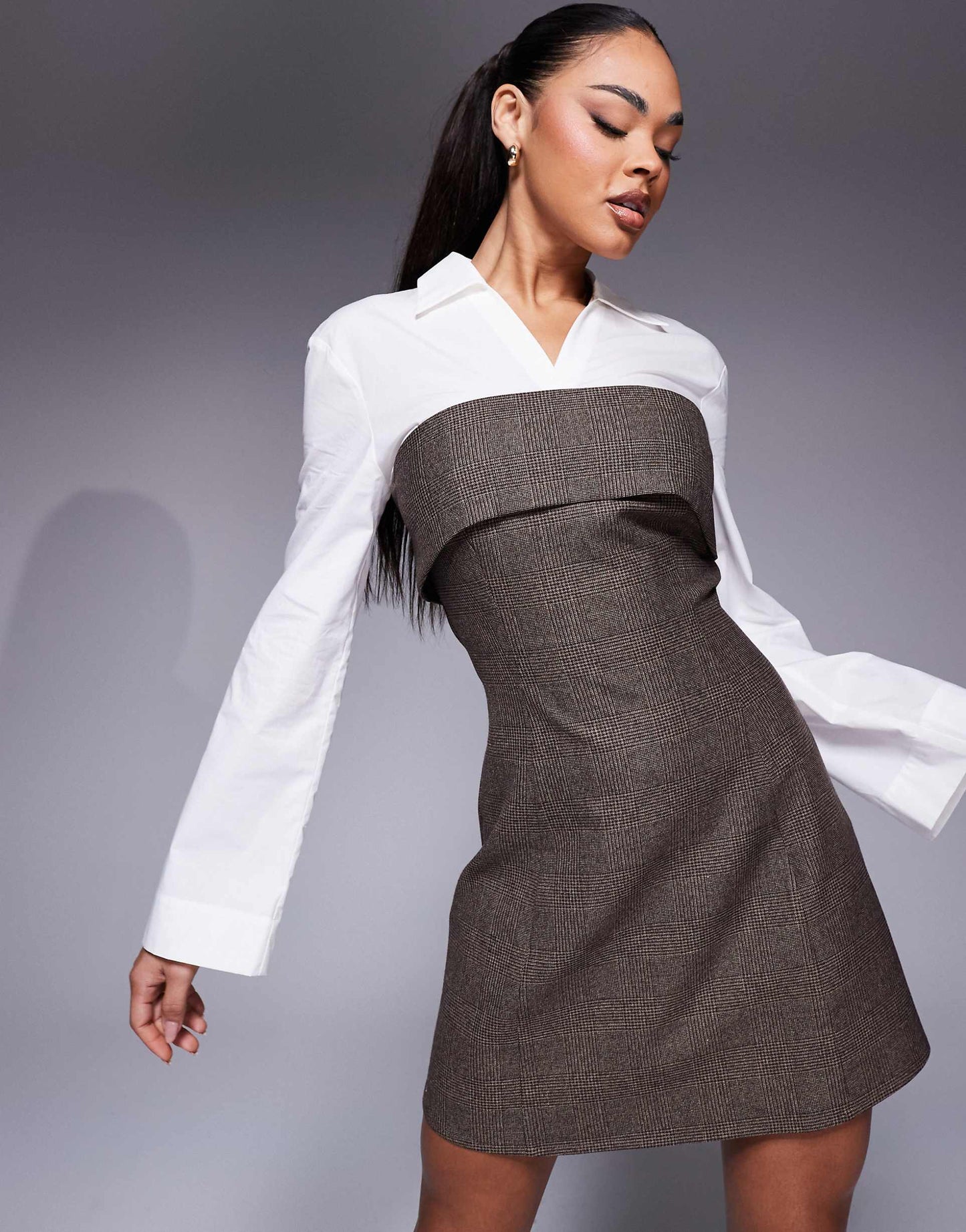 2 in 1 Shirt Mini Dress