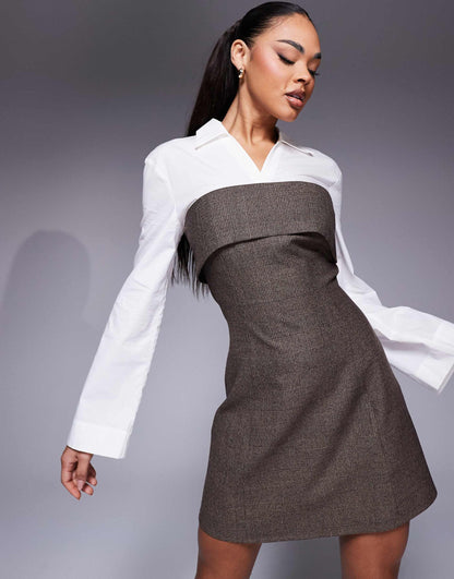 2 in 1 Shirt Mini Dress