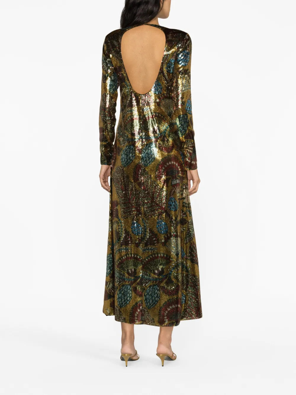 Swank Sequinned Floral-Print Dress