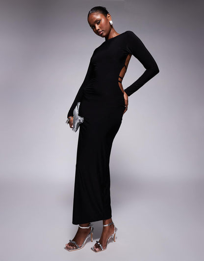 Slinky Open Back Bodycon Maxi Dress