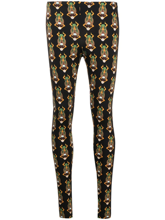 Graphic-Print Elasticated-Waist Leggings