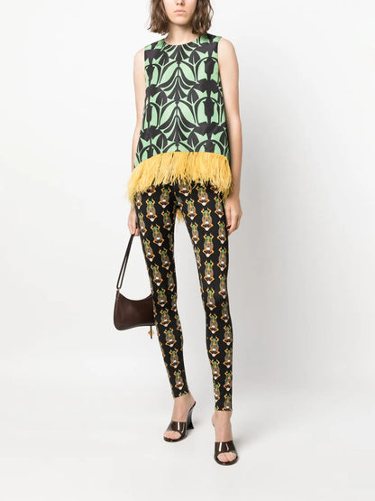 Graphic-Print Elasticated-Waist Leggings