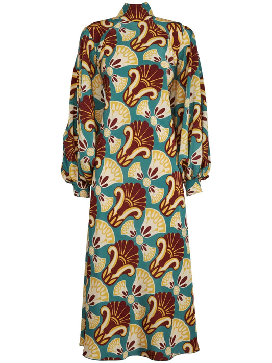 Medici Graphic-Print Silk Dress