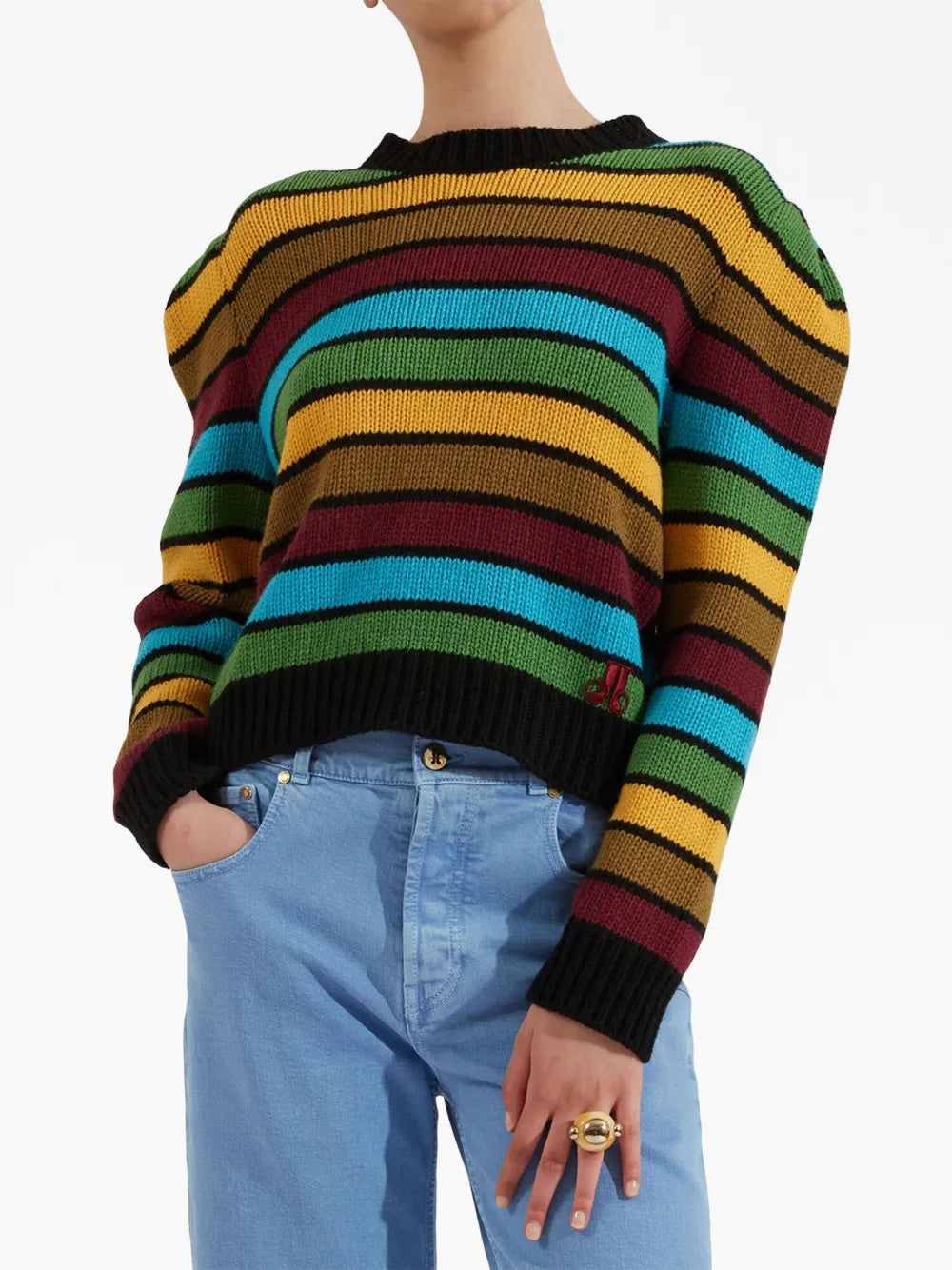 Stripe-Pattern Knitted Jumper