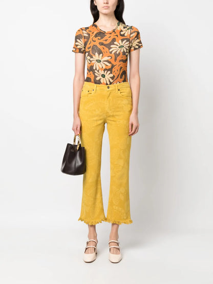 Fancy Fringed Cropped Jeans