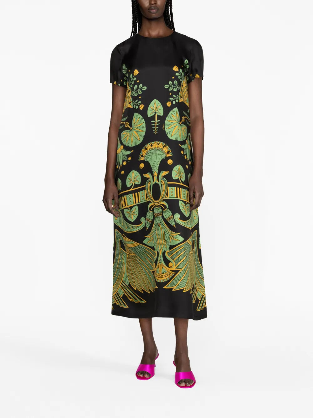 Swing Graphic-Print Silk Dress