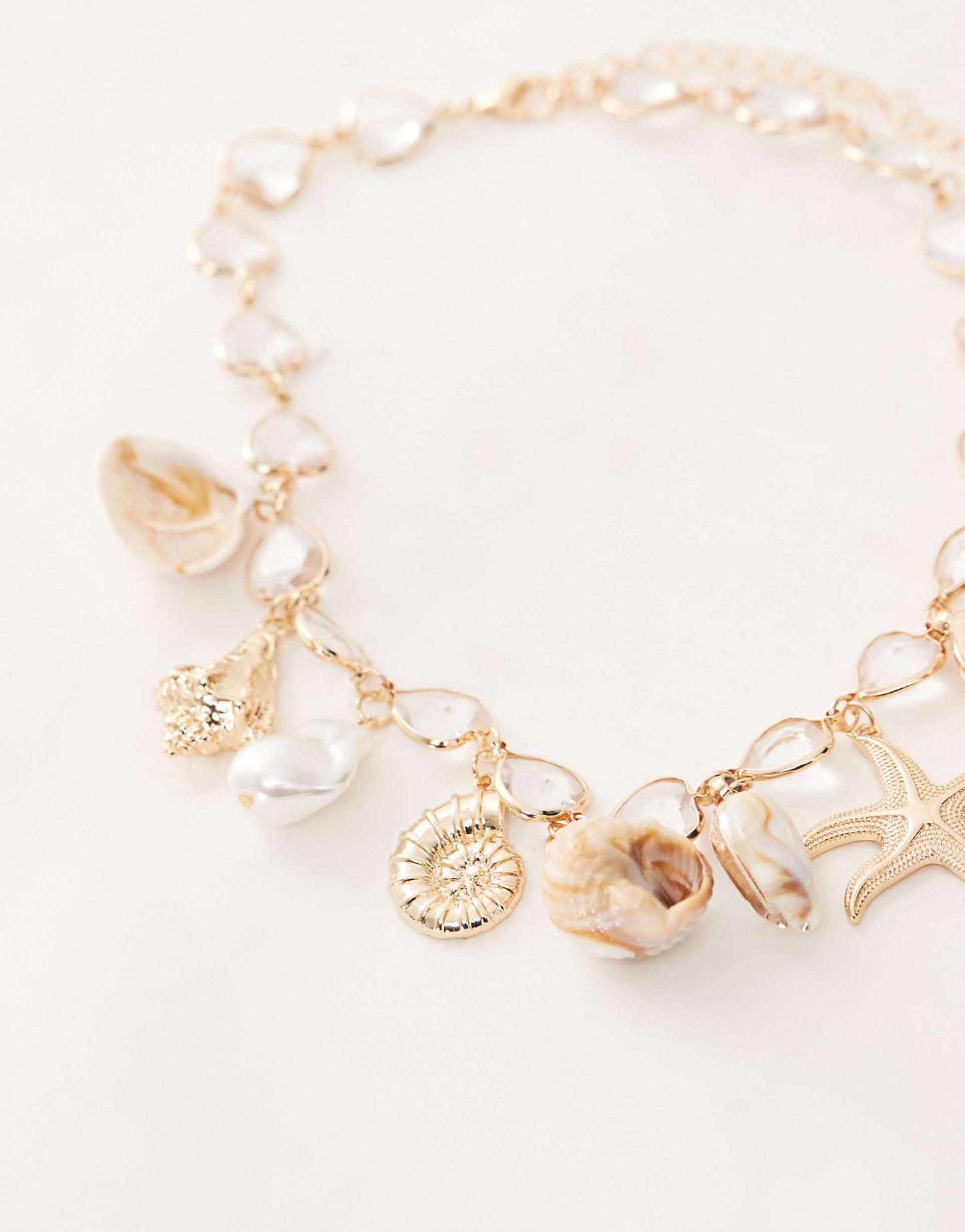 Charm Necklace With Mixed Faux Shells