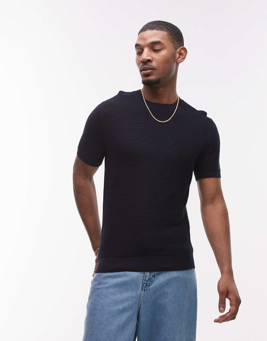 Ribbed Knitted T-Shirt
