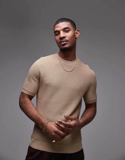 Ribbed Knitted T-Shirt
