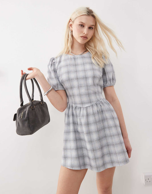 Mini Smock Dress With Bow Back