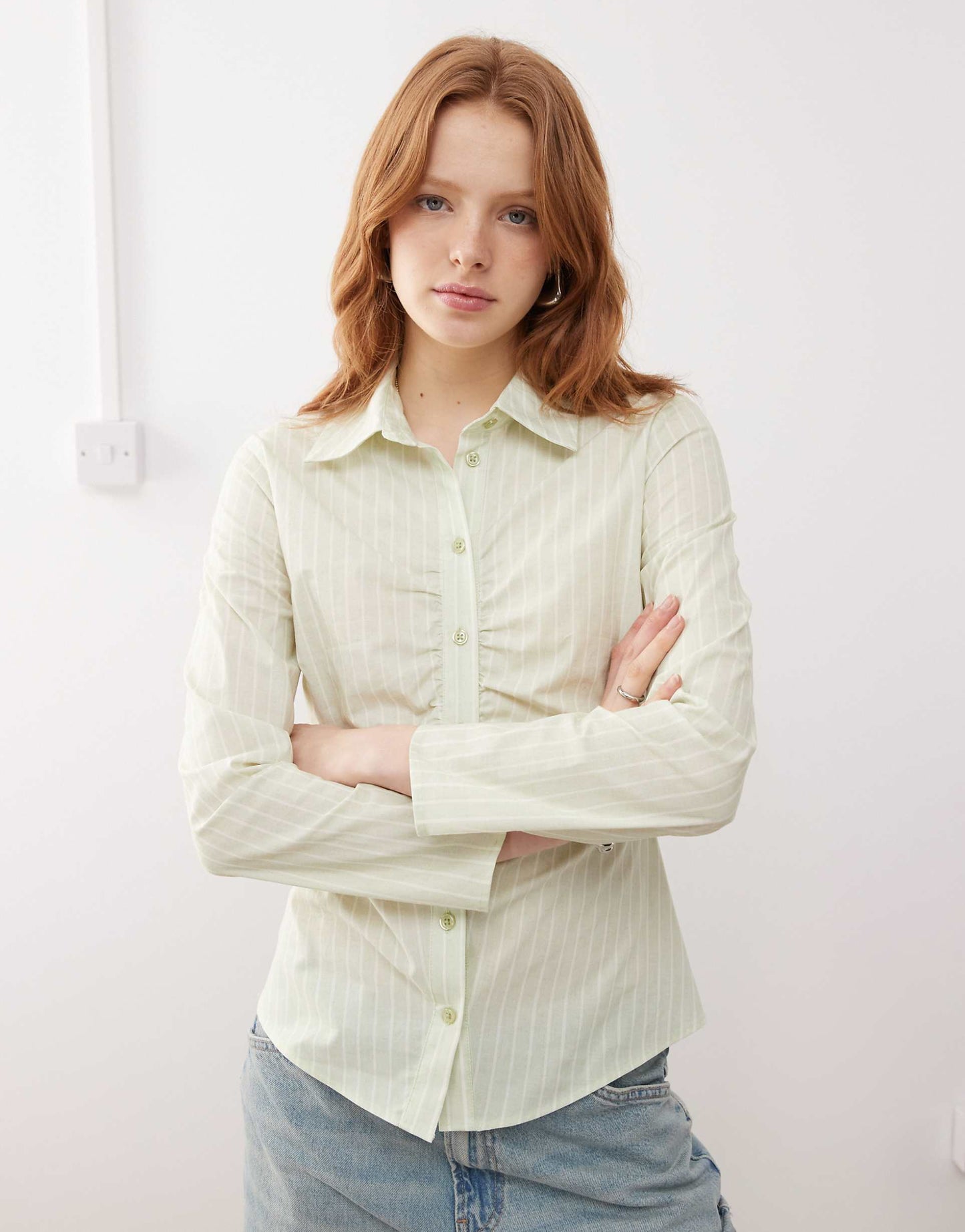 Ruched Cinched Waist Fitted Shirt