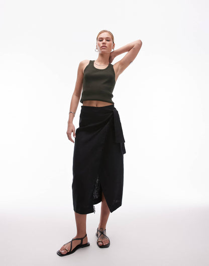 Linen Wrap Skirt