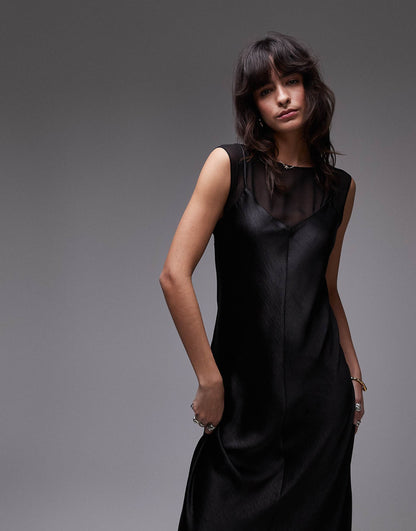 Capsule Layered Chiffon Midi Sleevless Dress