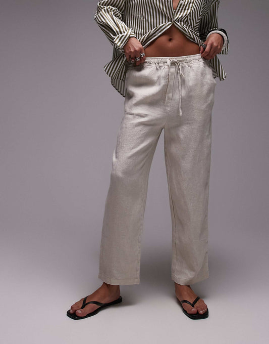 Tie Waist Linen Trousers