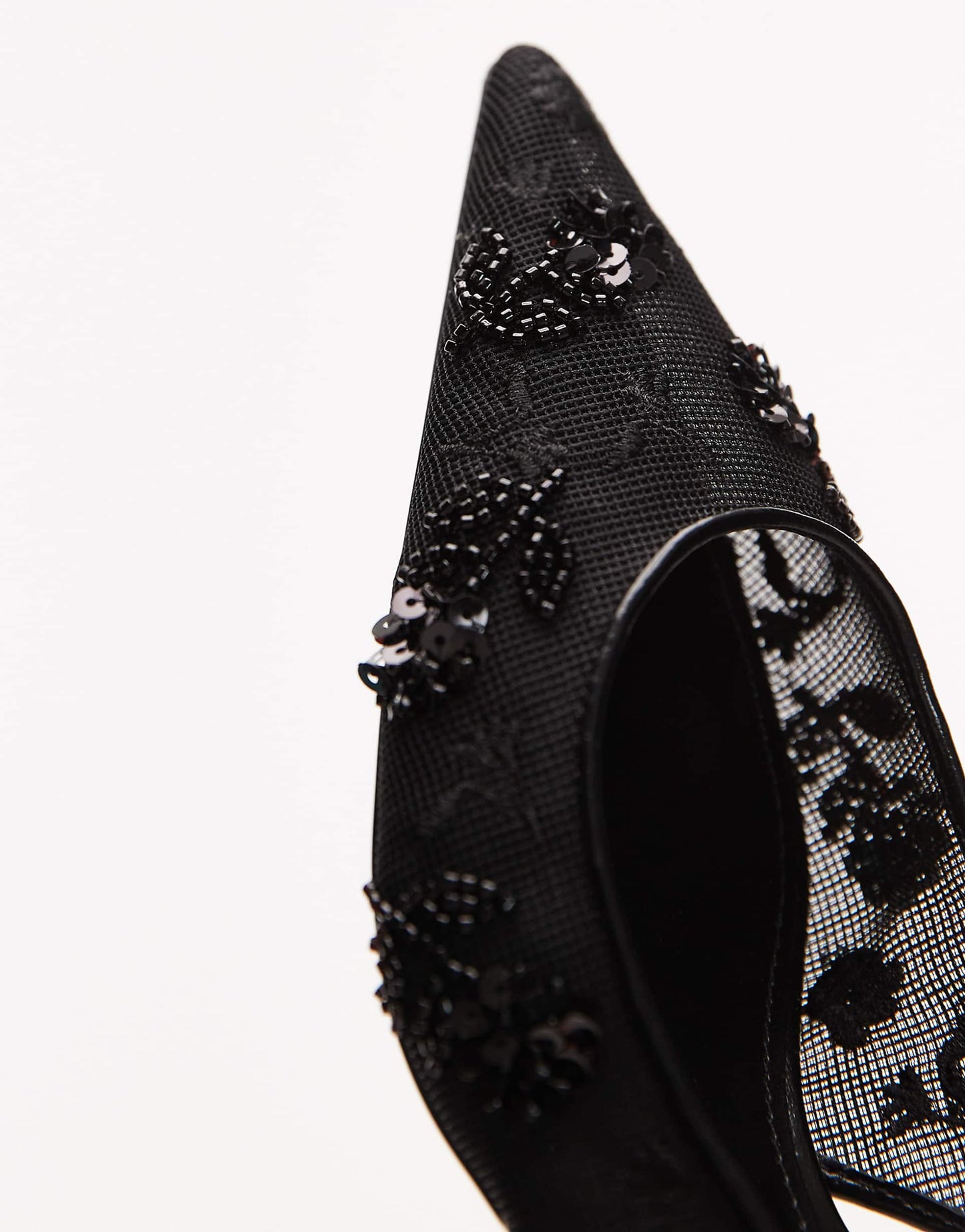 Beaded Pointed Sling Back Kitten Heel