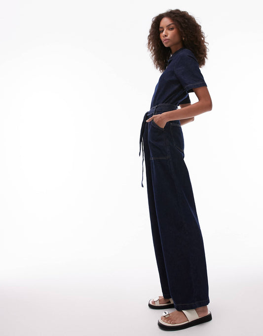 Relaxed Zip Down Denim Jumpsuit