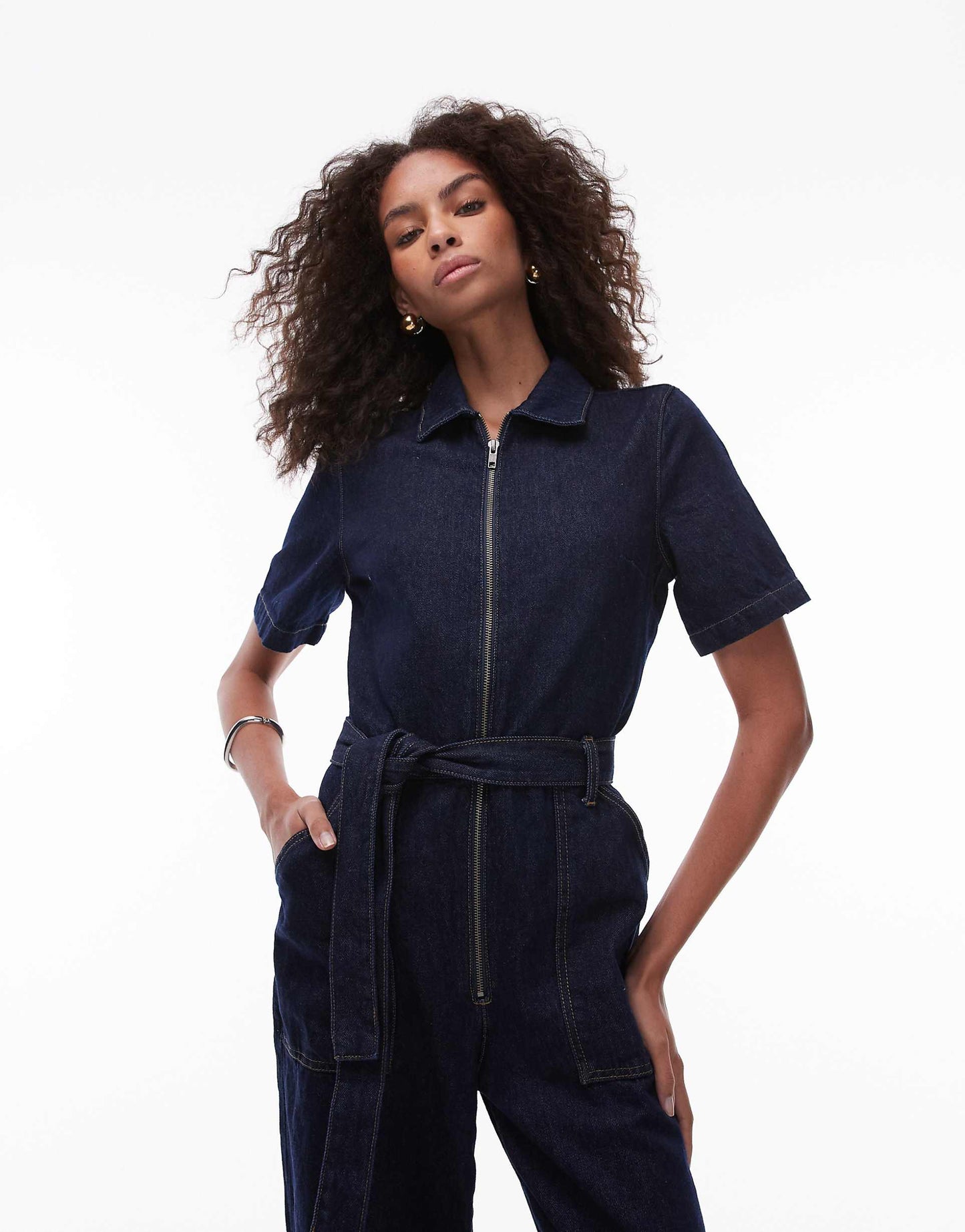 Relaxed Zip Down Denim Jumpsuit