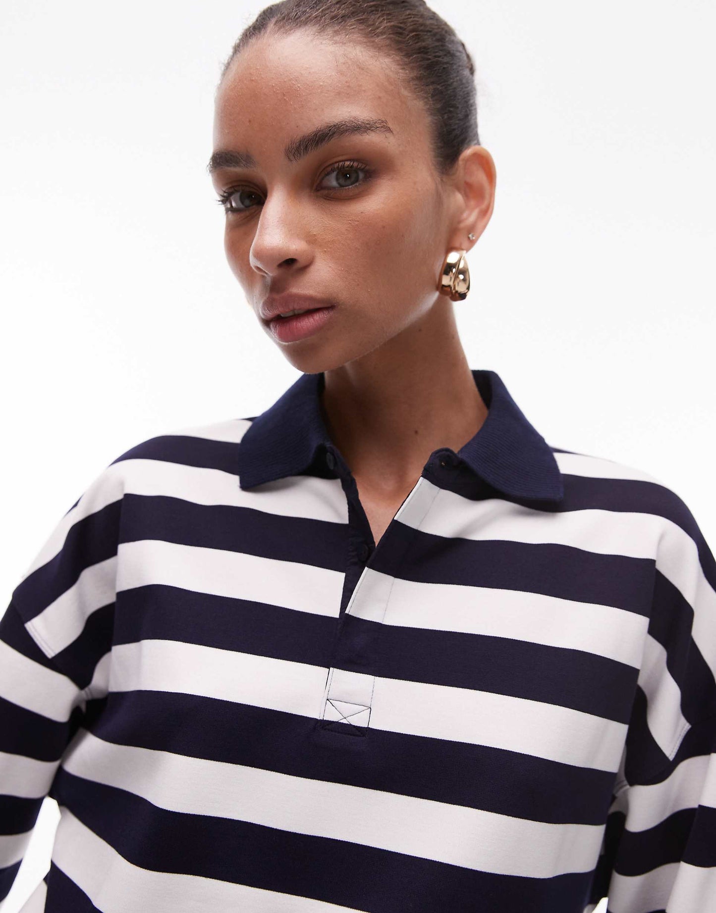 Contrast Collar Striped Jumper