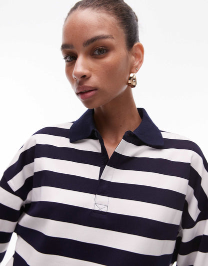 Contrast Collar Striped Jumper