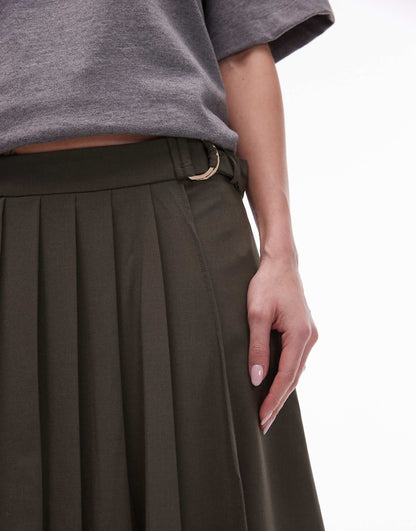 Split Side Pleated Midi Skirt