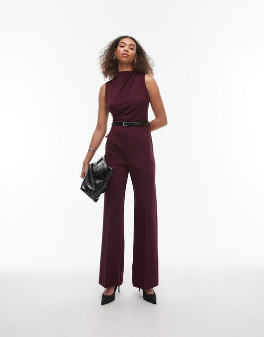 High Neck Belted Jumpsuit