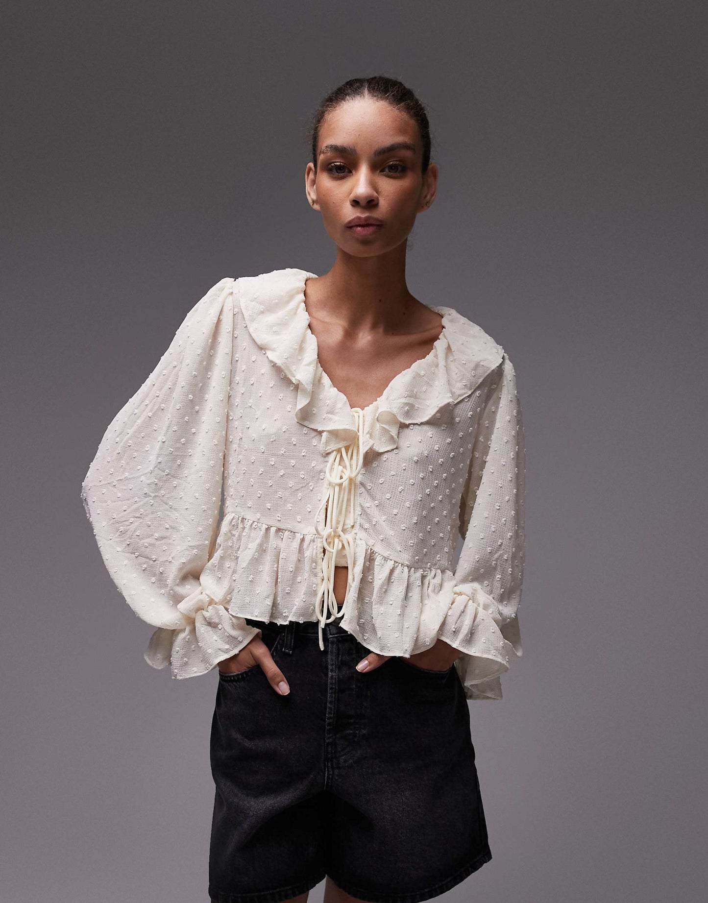 Ruffle Tie Front Top