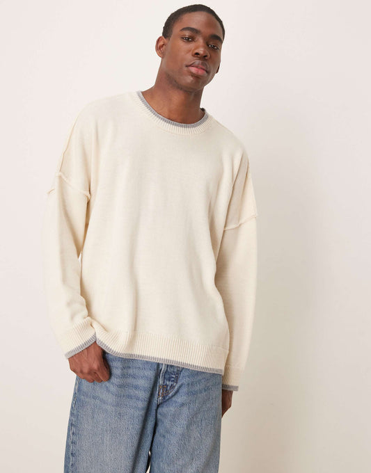 Super Oversized Exposed Seams Knitted Boxy Fit Jumper