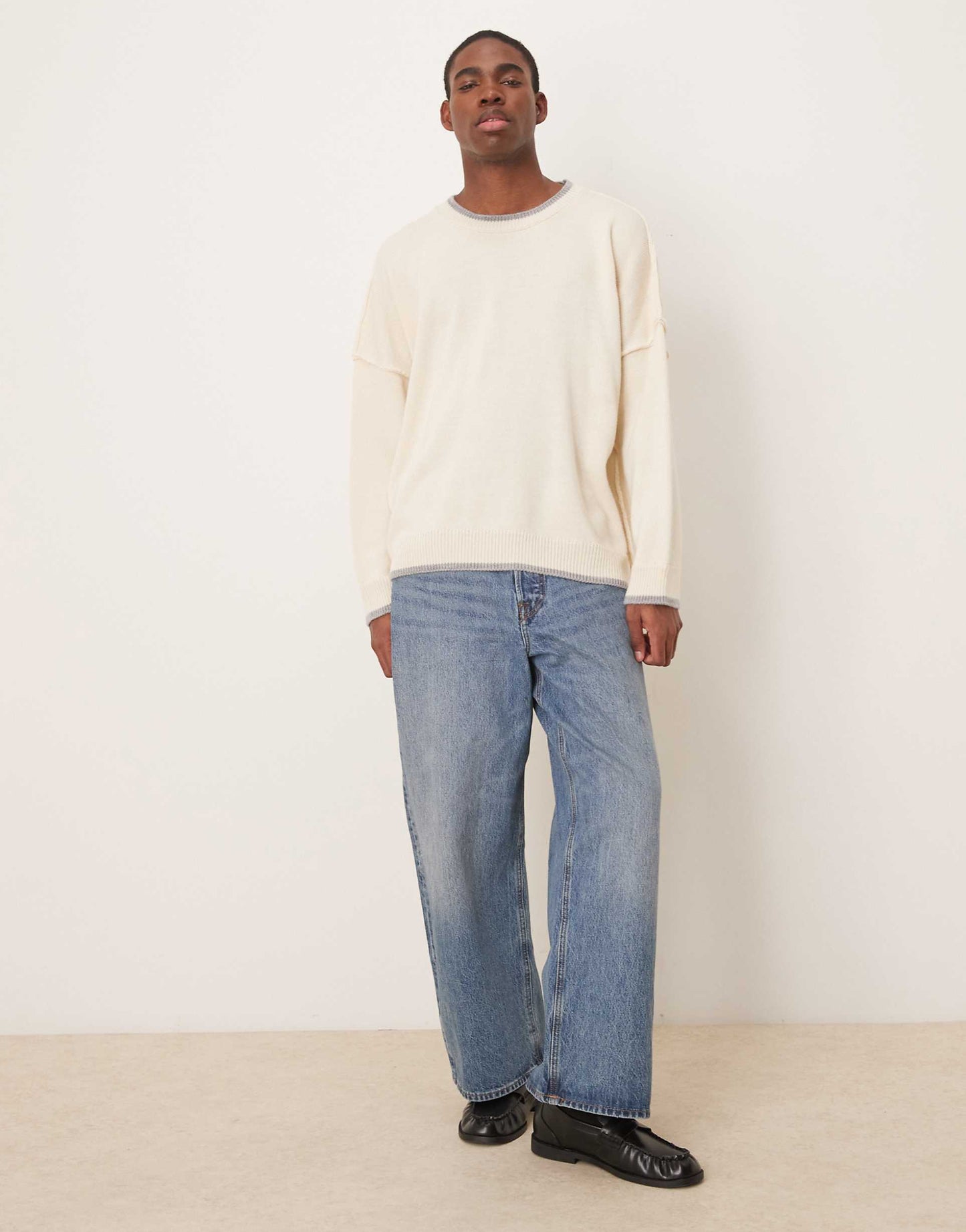 Super Oversized Exposed Seams Knitted Boxy Fit Jumper