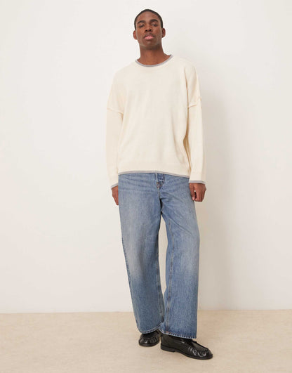 Super Oversized Exposed Seams Knitted Boxy Fit Jumper