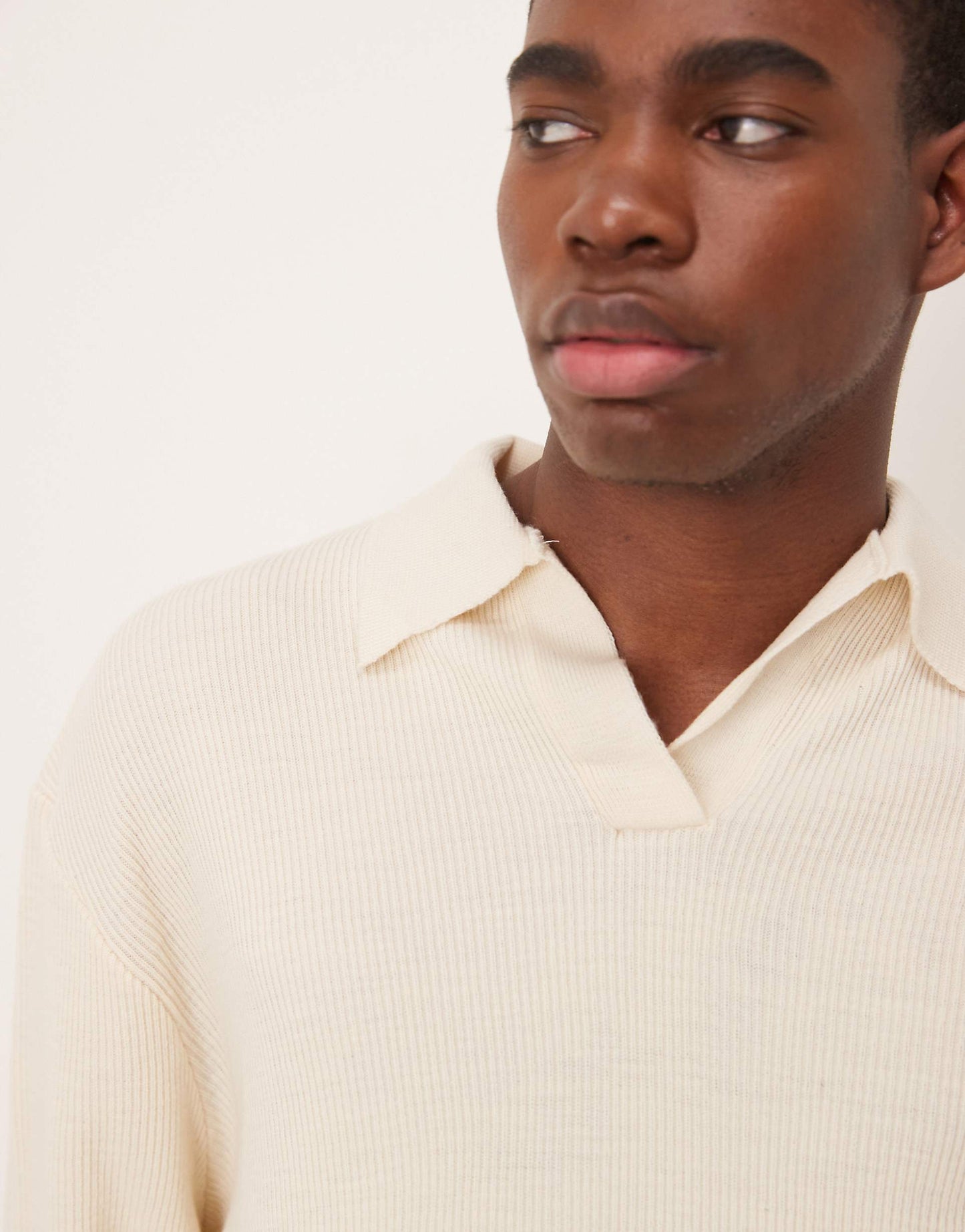 Oversized Ribbed Notch Neck Knitted Boxy Fit