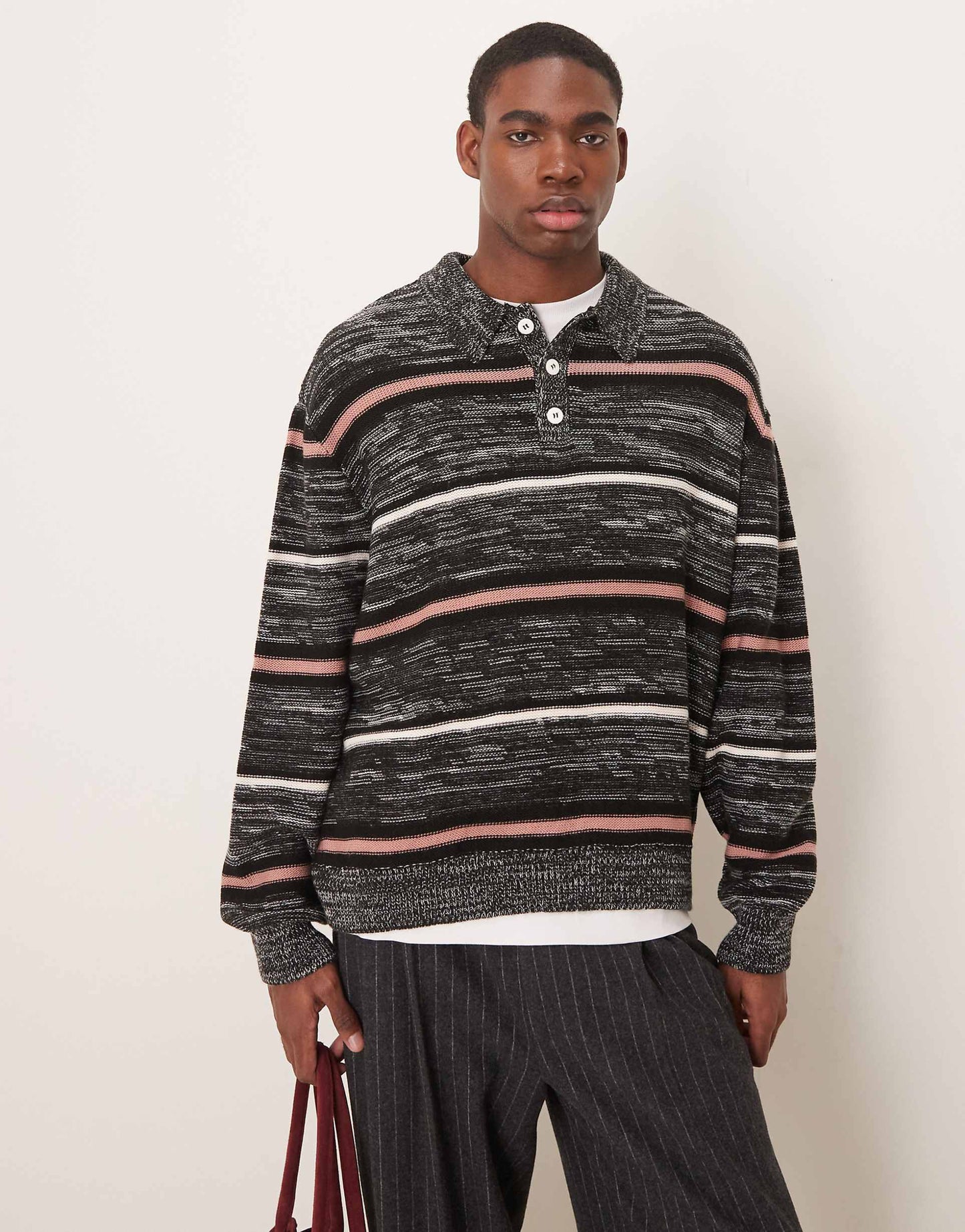 Oversized Knitted Stripe Polo