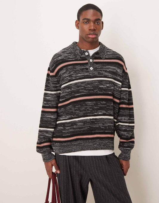 Oversized Knitted Stripe Polo
