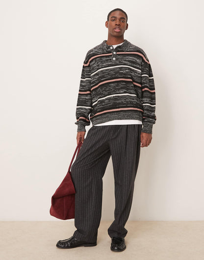 Oversized Knitted Stripe Polo
