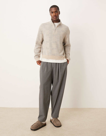 Oversized Half Zip Check Jumper