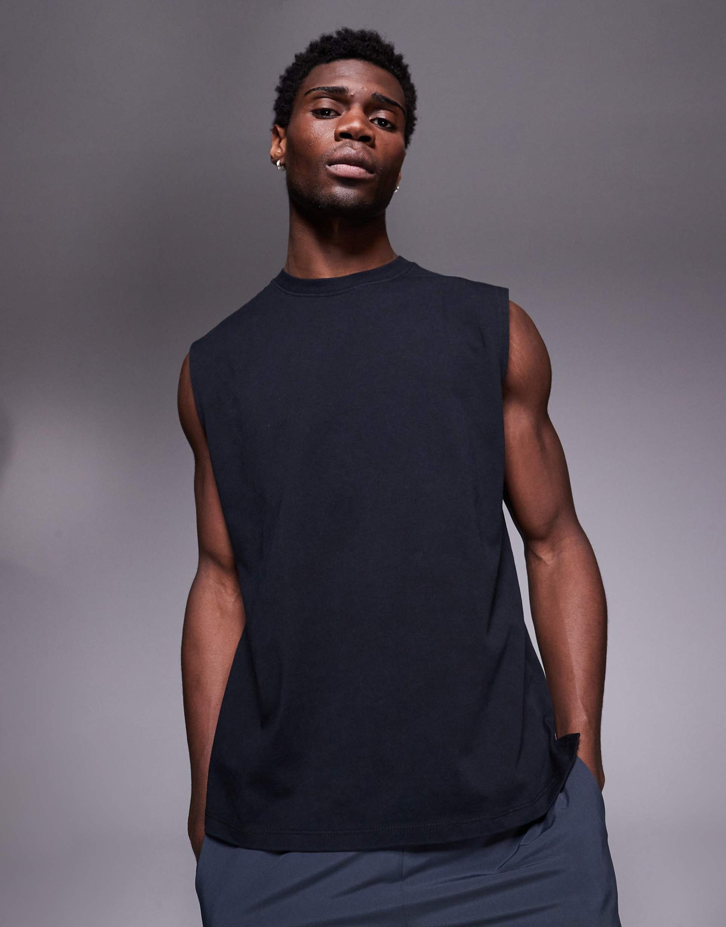 Training Oversized Back Print Cotton Tank With Quick Dry Finish