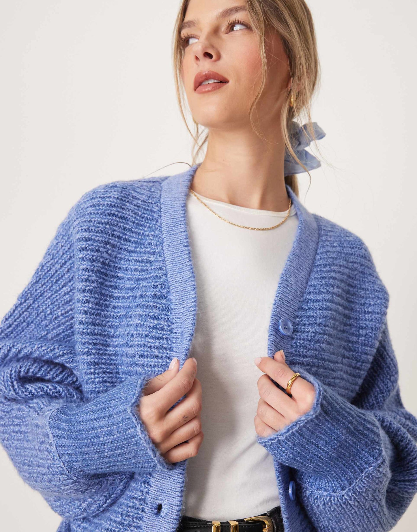 Knitted V Neck Batwing Cardigan