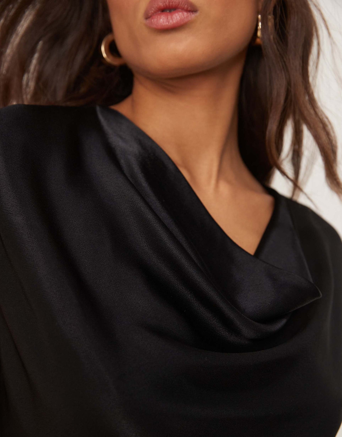 Satin Built Up Cowl Neck Top