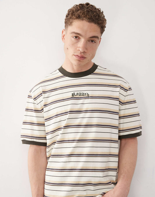 Stripe T-Shirt With Ragged Logo