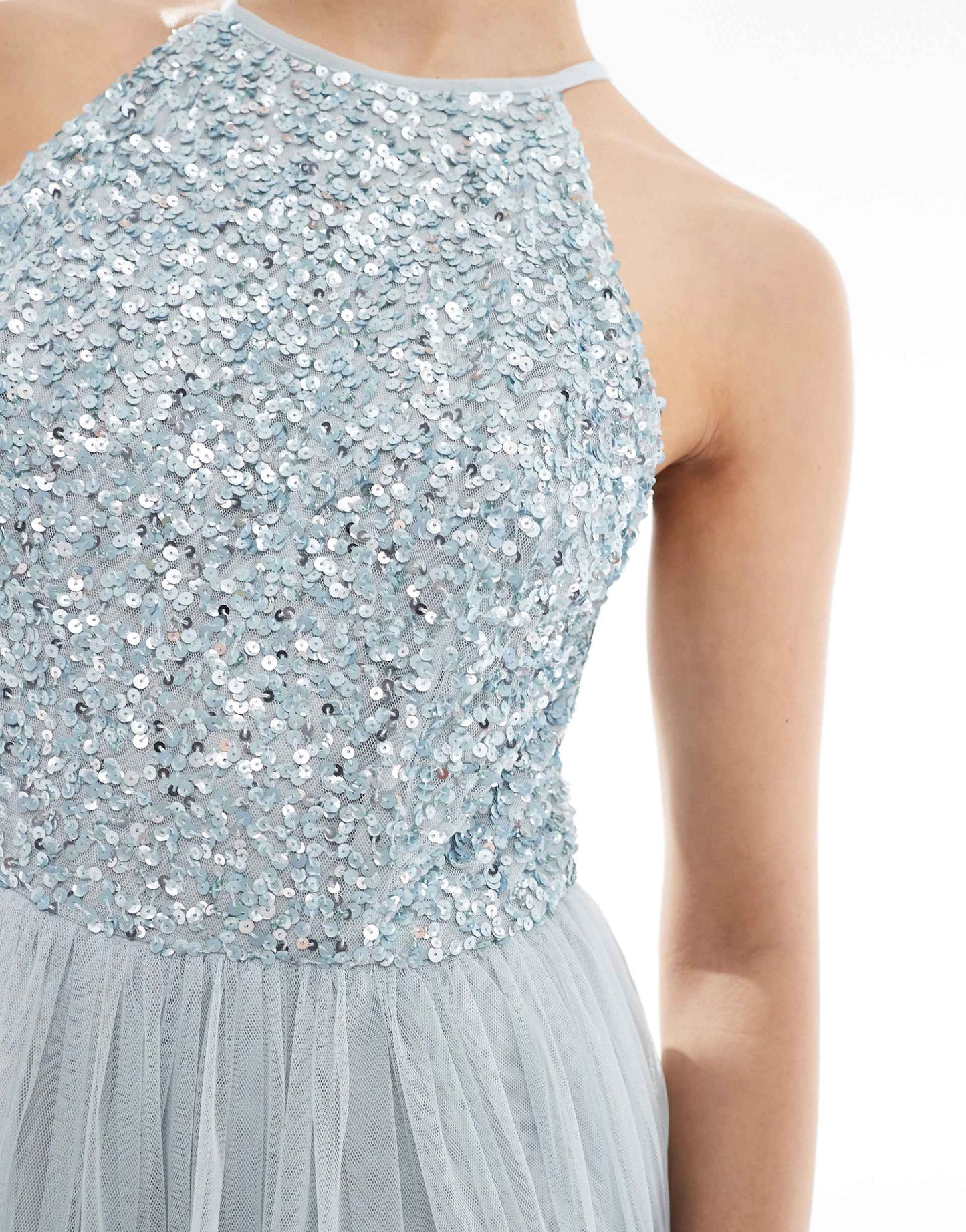 Embellished Halter Neck Maxi Bridesmaid Dress