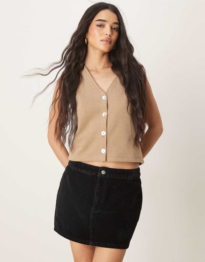 Flocked Denim Mini Skirt