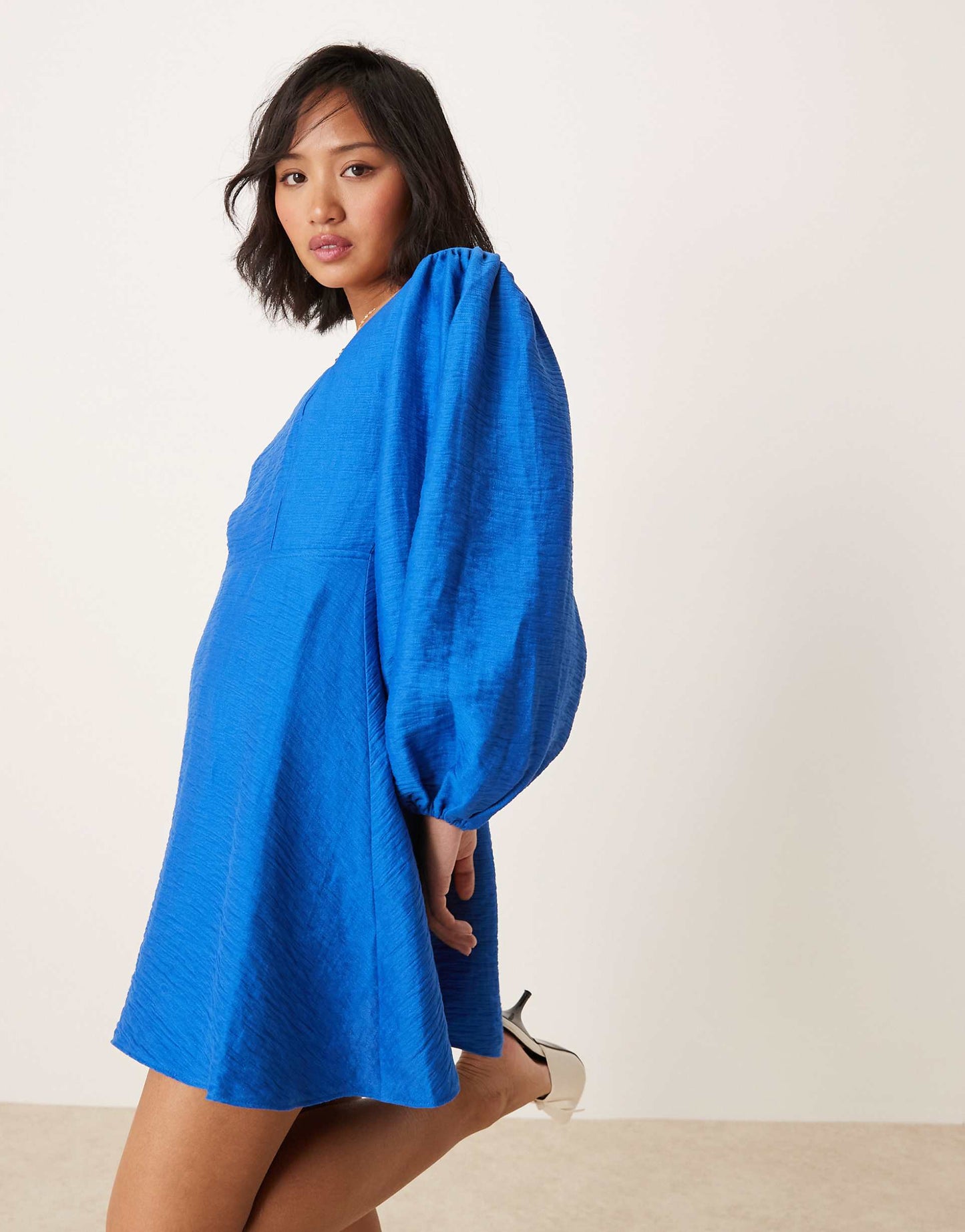 Petite Loredana Balloon Sleeve A-Line Mini Dress