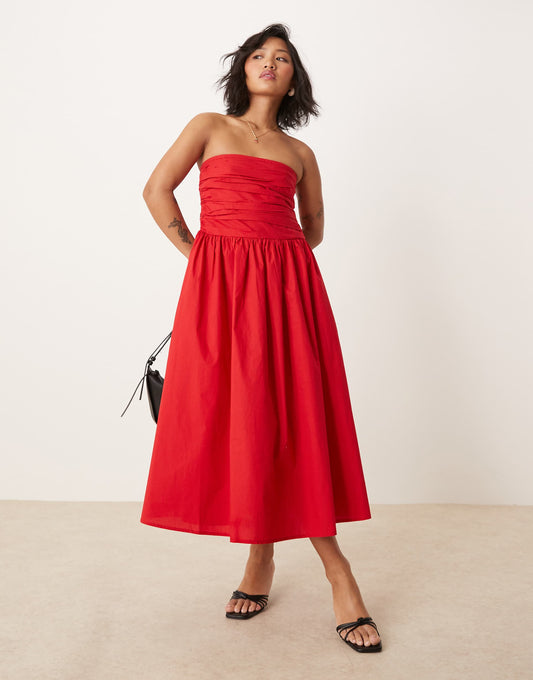 Petite Felicity Bandeau Drop Waist Midi Dress