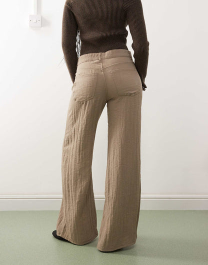 Crinkle Wide Leg Trousers