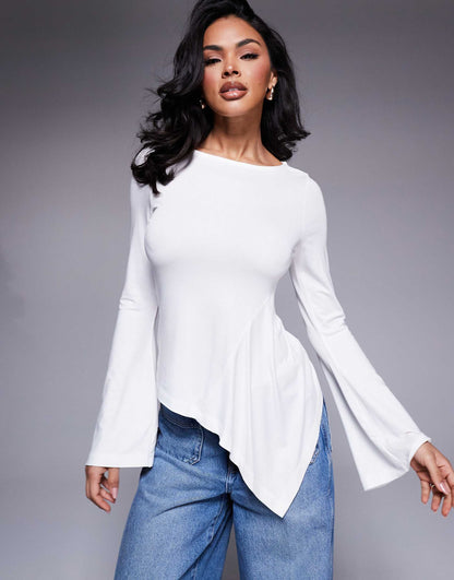 Angel Sleeve Top With Godet Detail