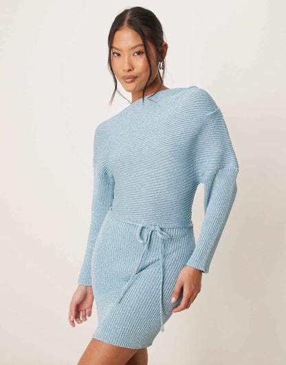 Petite Off Shoulder Knit Mini Dress