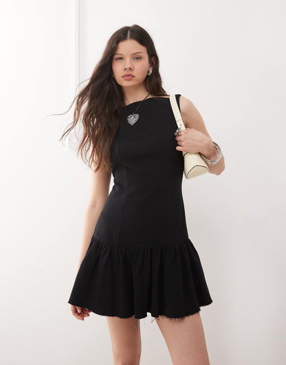 Mini Dress With Open Back And Bubble Hem