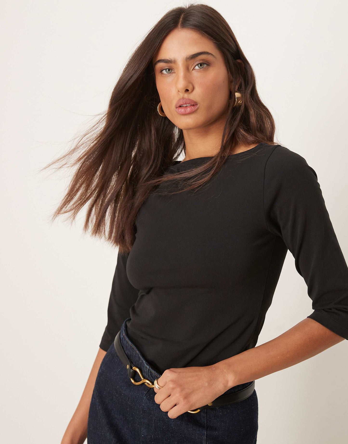 Three Quarter Length Slash Neck Top