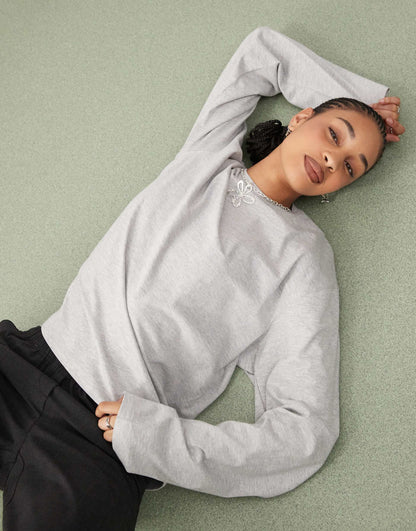 Boxy Fit Oversized Long Sleeve T-Shirt