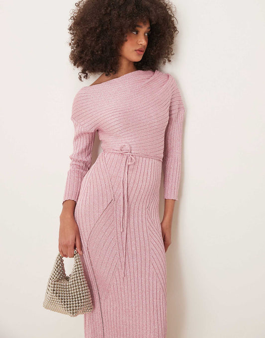 Off Shoulder Knitted Maxi Dress