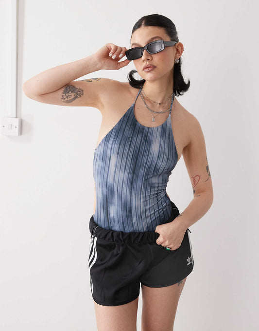 Halter Neck Swimsuit With Open Back Tie Detail